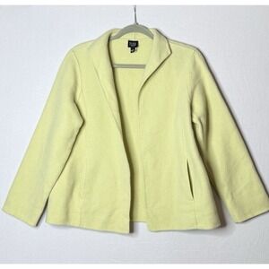 Eileen Fisher Jacket Sz M Petite Yellow Felted Wool Cashmere Open Classic Career